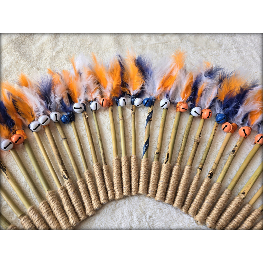 Baguette à plumes avec grelot – Jouet pour chat
