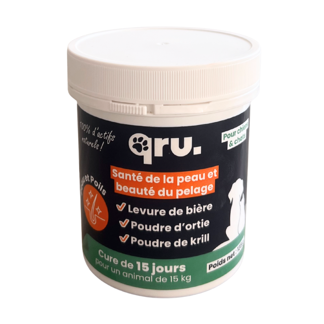 Complément alimentaire Peau & Poils pour chats et chiens - QRU