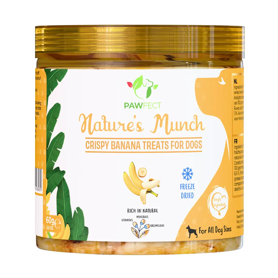 Friandises pour chien Pawfect – Nature’s Munch Banane 60 g | Banane lyophilisée
