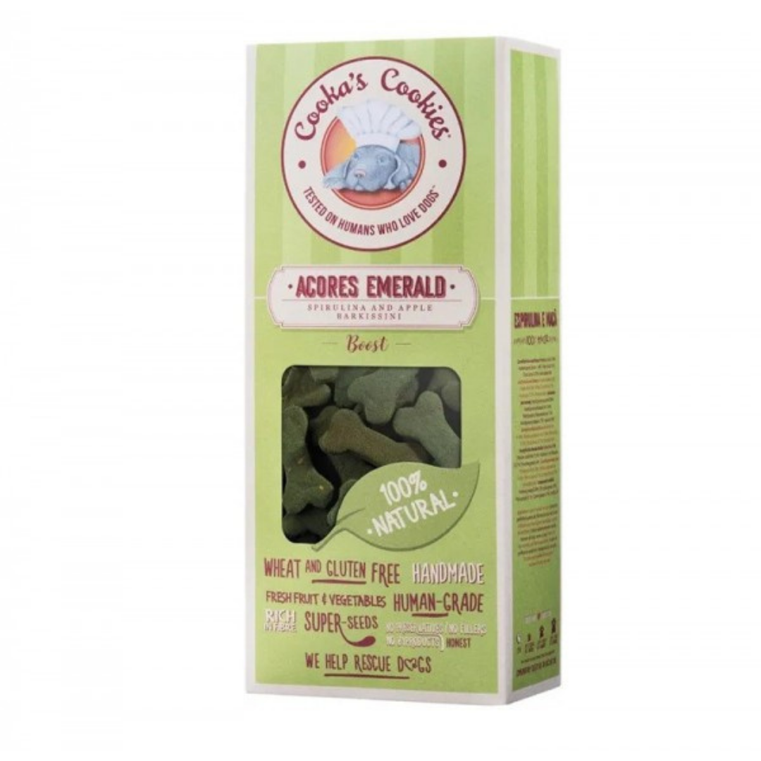 Friandises vegan pour chien - Couleurs Émeraudes pomme & spiruline (100g)