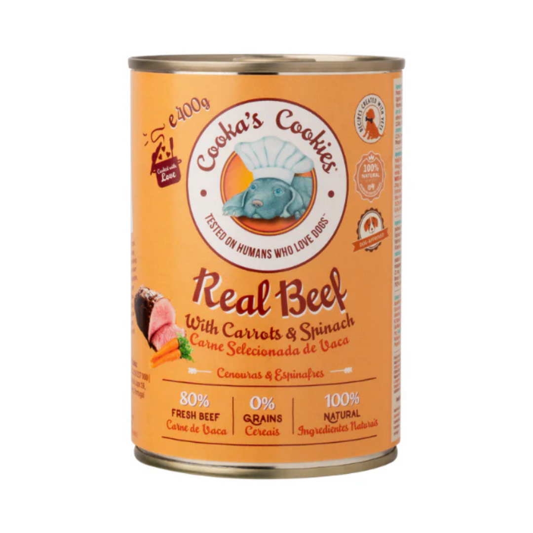 Pâtée naturelle pour chien - Bœuf, carottes & épinards (400g)