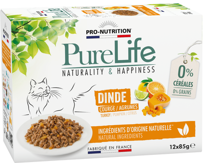 Pâtée pour chat à la dinde – PURE LIFE WET DINDE (x12 pochons)