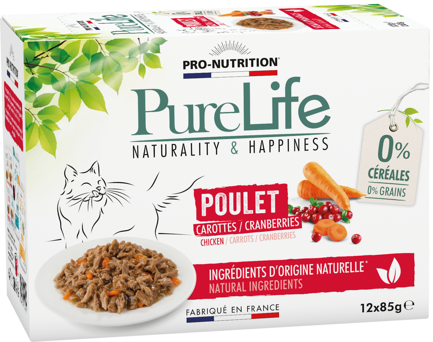 Pâtée pour chat au poulet – PURE LIFE WET POULET (x12 pochons)