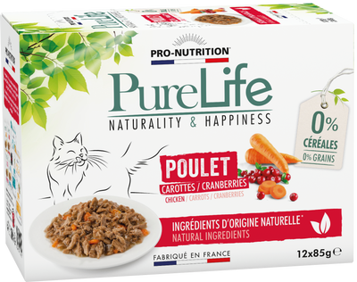 Pâtée pour chat au poulet – PURE LIFE WET POULET (x12 pochons)