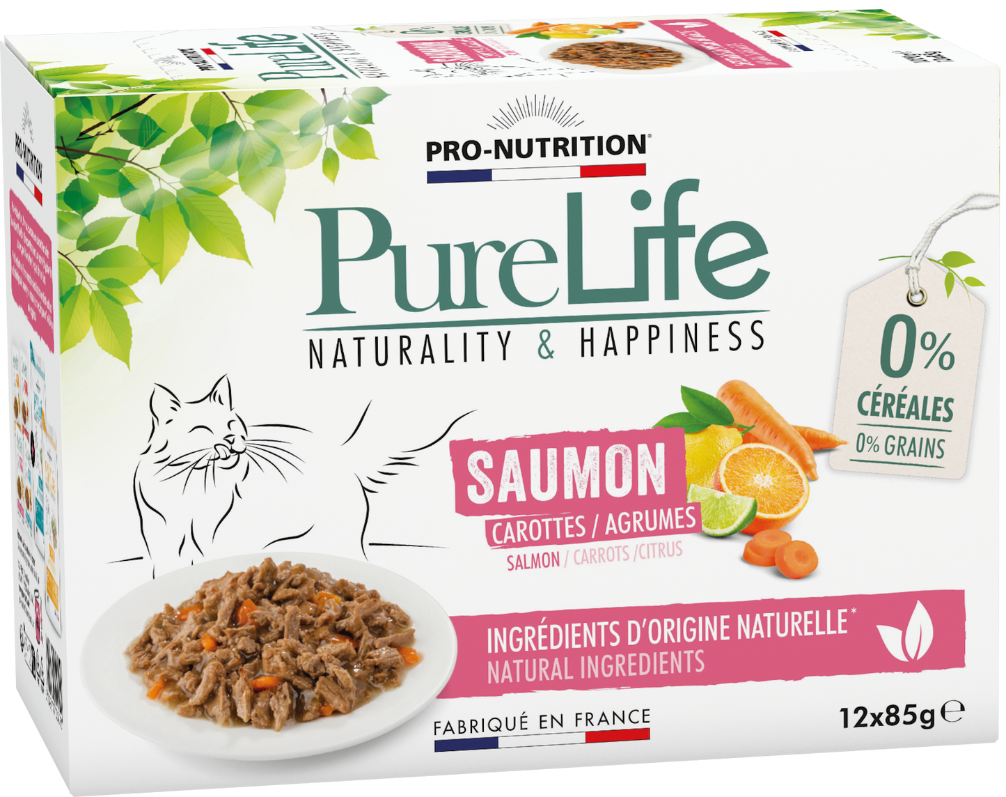 Pâtée pour chat au saumon – PURE LIFE WET SAUMON (x12 pochons)