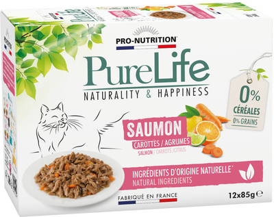 Pâtée pour chat au saumon – PURE LIFE WET SAUMON (x12 pochons)