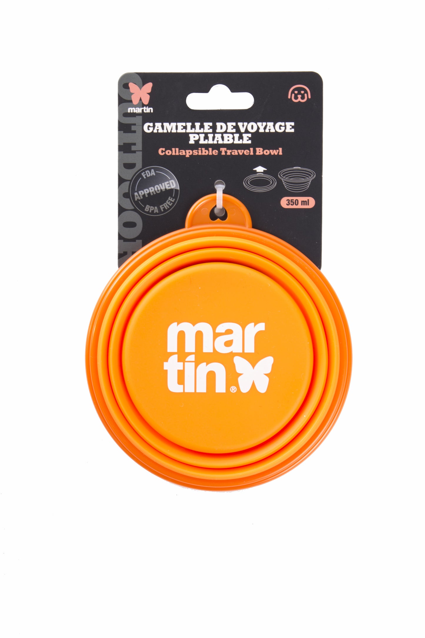 Gamelle de voyage en silicone orange – Martin Sellier | 350ml ou 1L