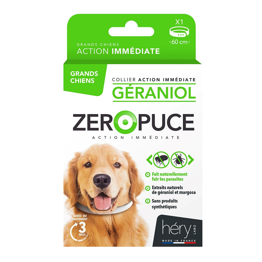 Collier antiparasitaires au Géraniol BIO ZERO PUCE | GRAND CHIEN