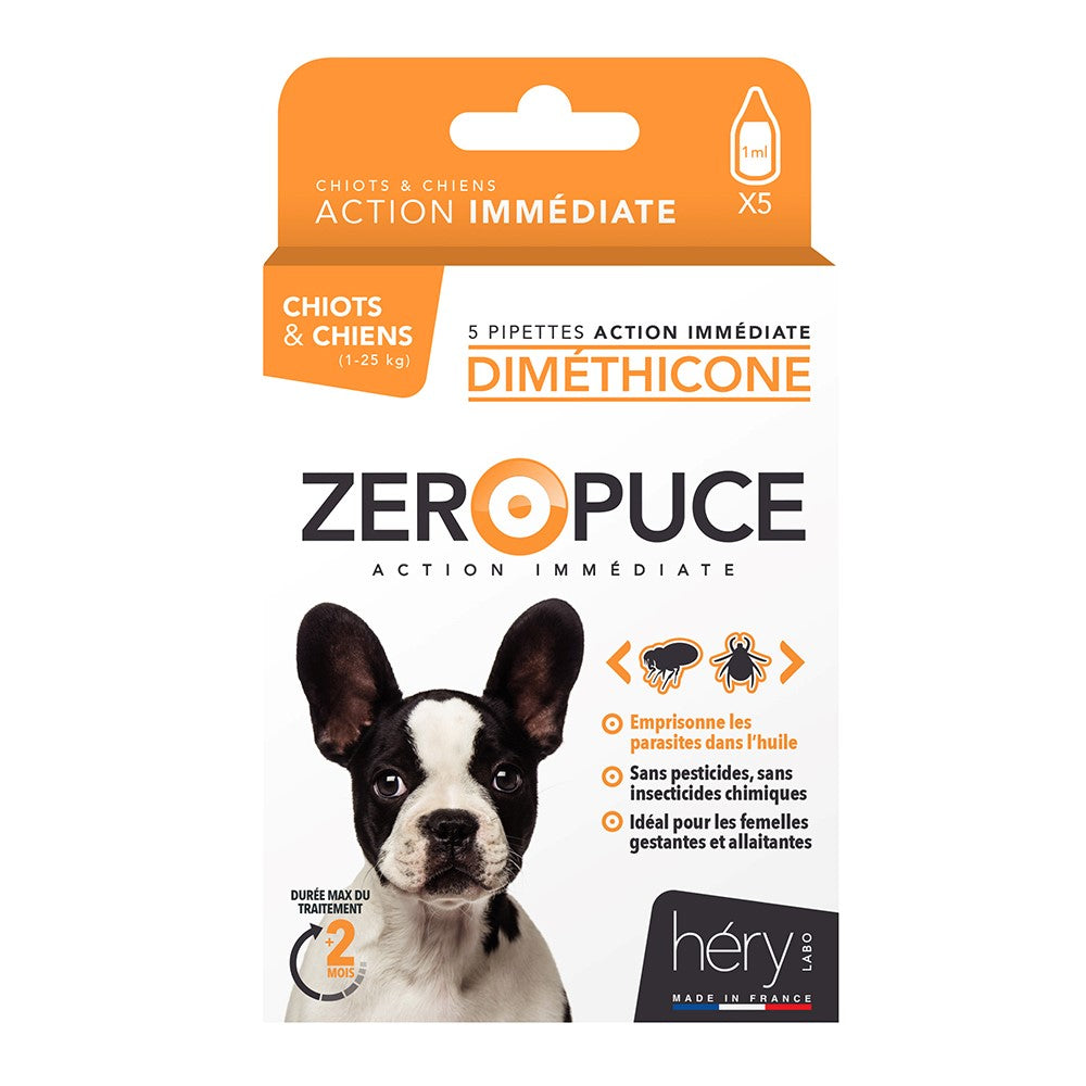 Pipettes Diméthicone Zéro Puce | Par 5| CHIOT & CHIEN