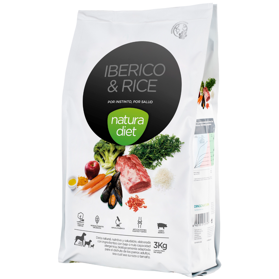 Croquettes IBERICO & RICE, NATURA DIET | CHIEN | 3 kg