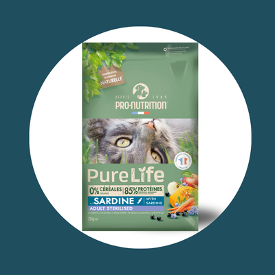 Croquettes sans céréales Pure Life à la sardine | CHAT ADULTE | Stérilisé (2 tailles)