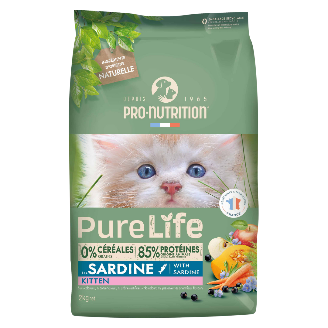 Croquettes sans céréales Pure Life à la sardine | CHATON | 2 kg