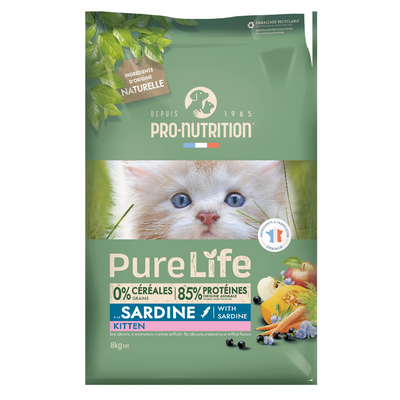 Croquettes sans céréales Pure Life à la sardine | CHATON | 8 kg