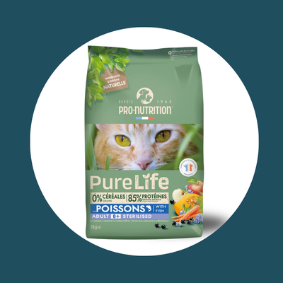 Croquettes sans céréales Pure Life au poisson | CHAT SENIOR 8+ | Stérilisé (2 tailles)