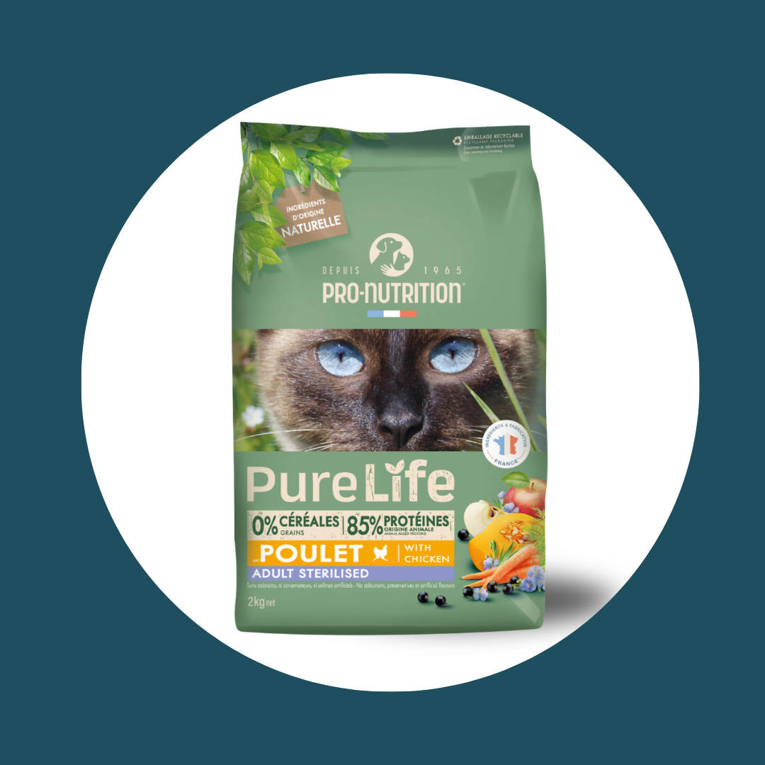 Croquettes sans céréales Pure Life au poulet | CHAT ADULTE | Stérilisé (2 tailles)