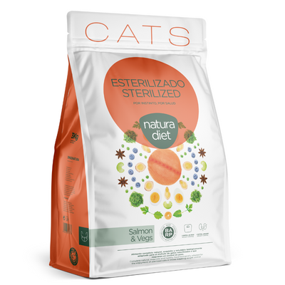 Croquettes saumon NATURA DIET| CHAT ADULTE stérilisé | 3 kg