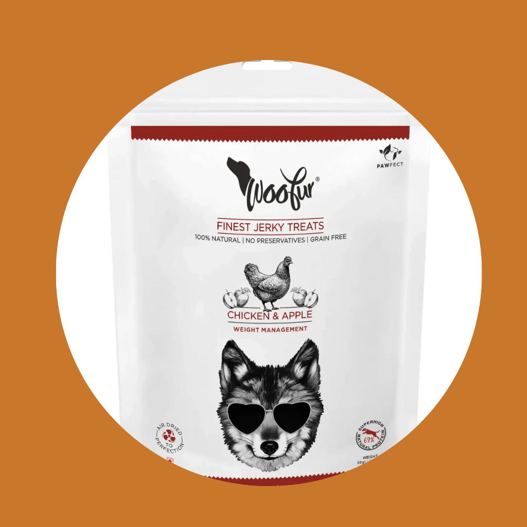 Friandises pour chien - Poulet et pomme séchés à l'air 50 gr.