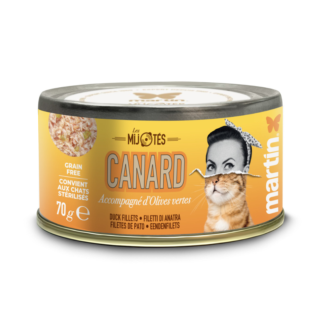 Pâtée MARTIN – Les Mijotés Canard & Olives vertes (70g)