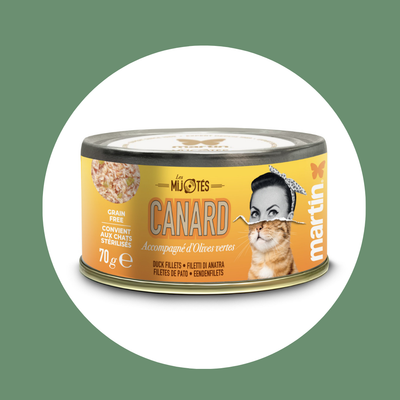 Pâtée MARTIN – Les Mijotés Canard & Olives vertes (70g)
