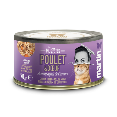 Pâtée MARTIN – Les Mijotés Poulet & Boeuf (70g)