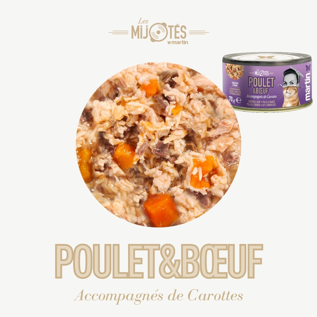 Pâtée MARTIN – Les Mijotés Poulet & Boeuf (70g)