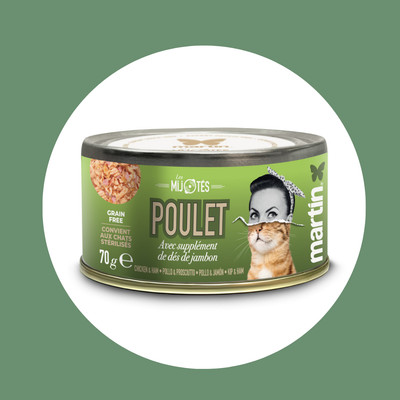 Pâtée MARTIN – Les Mijotés Poulet & Jambon (70g)
