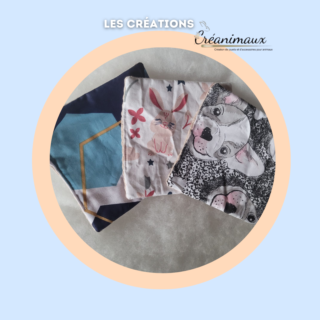 Lingettes lavables artisanales pour chats & chiens