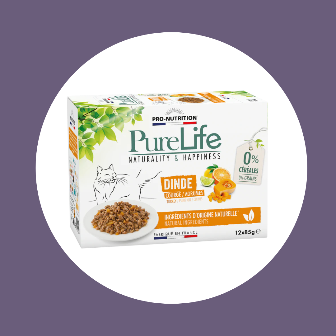 Pâtée pour chat à la dinde – PURE LIFE WET DINDE (x12 pochons)