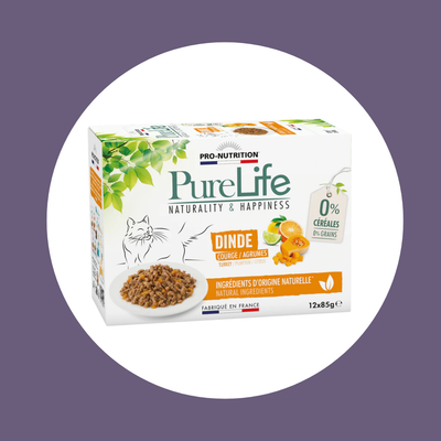 Pâtée pour chat à la dinde – PURE LIFE WET DINDE (x12 pochons)