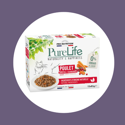 Pâtée pour chat au poulet – PURE LIFE WET POULET (x12 pochons)