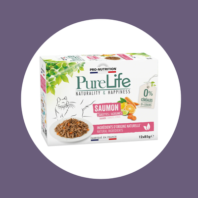 Pâtée pour chat au saumon – PURE LIFE WET SAUMON (x12 pochons)