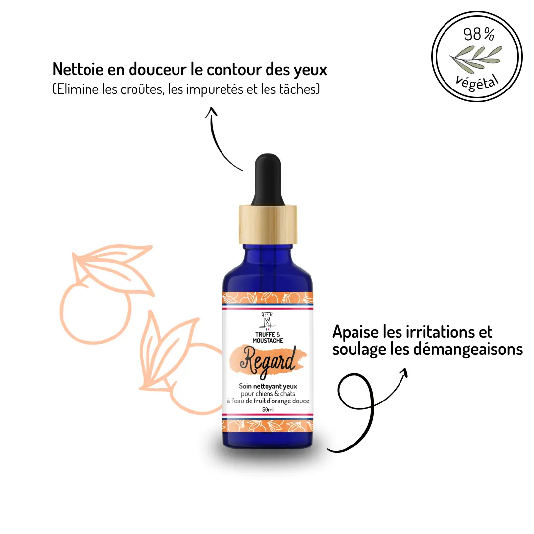 Soin nettoyant yeux chien & chat “Regard” 98,5 % d’origine naturelle