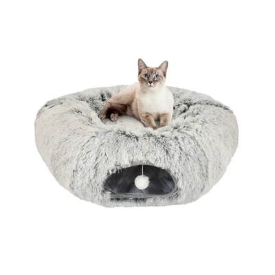 Berceau Donut Relax avec tunnel – Lit et aire de jeu 2 en 1 pour chat