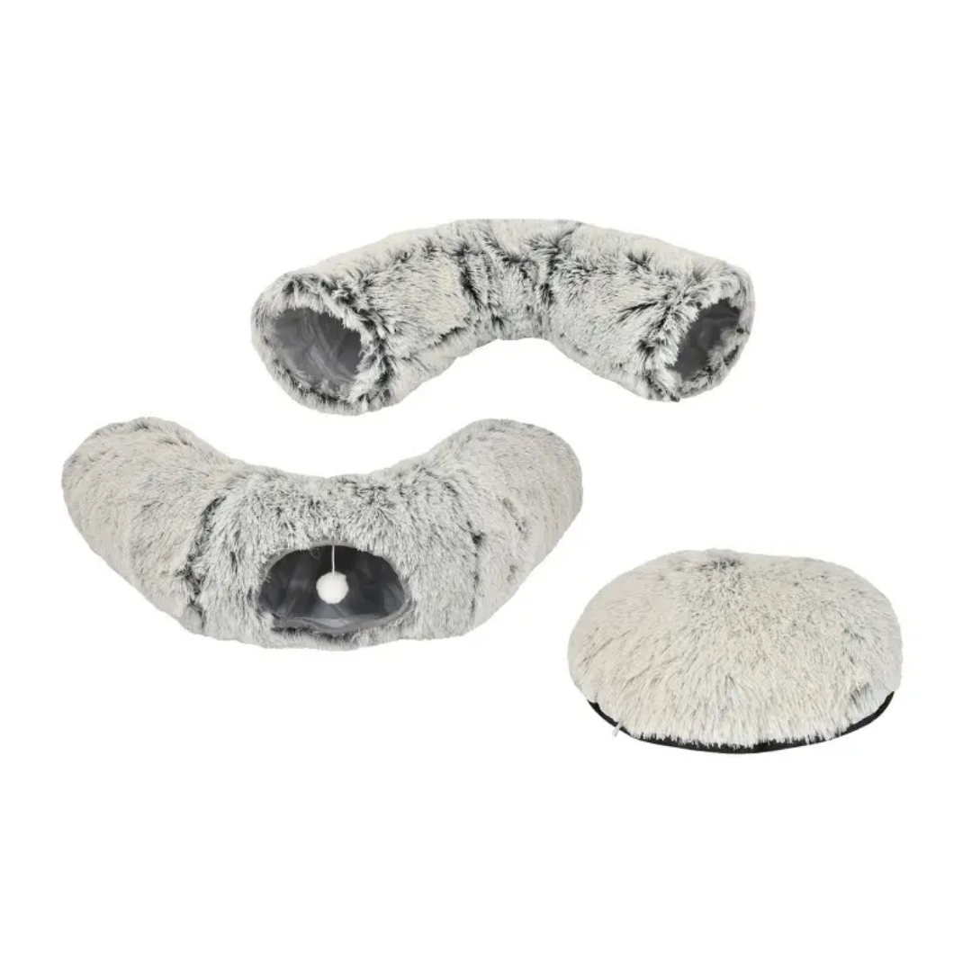 Berceau Donut Relax avec tunnel – Lit et aire de jeu 2 en 1 pour chat