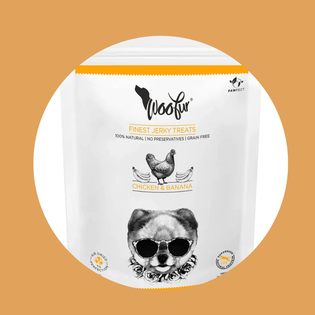 Friandises pour chien Pawfect Woofur – Poulet & Banane séchés à l’air 50 g | 100 % naturel