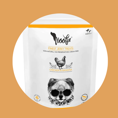 Friandises pour chien Pawfect Woofur – Poulet & Banane séchés à l’air 50 g | 100 % naturel