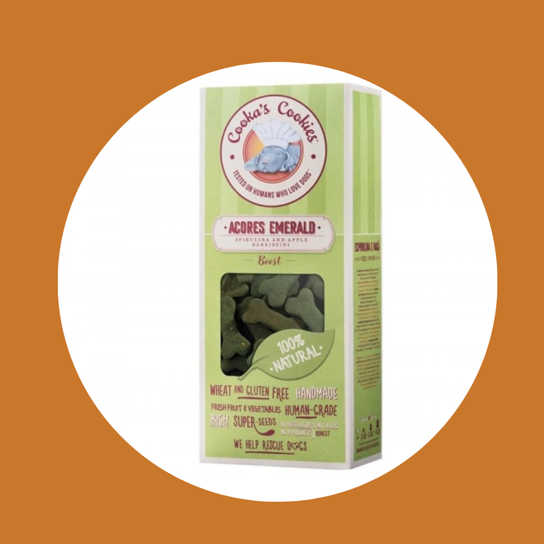 Friandises vegan pour chien - Couleurs Émeraudes pomme & spiruline (100g)