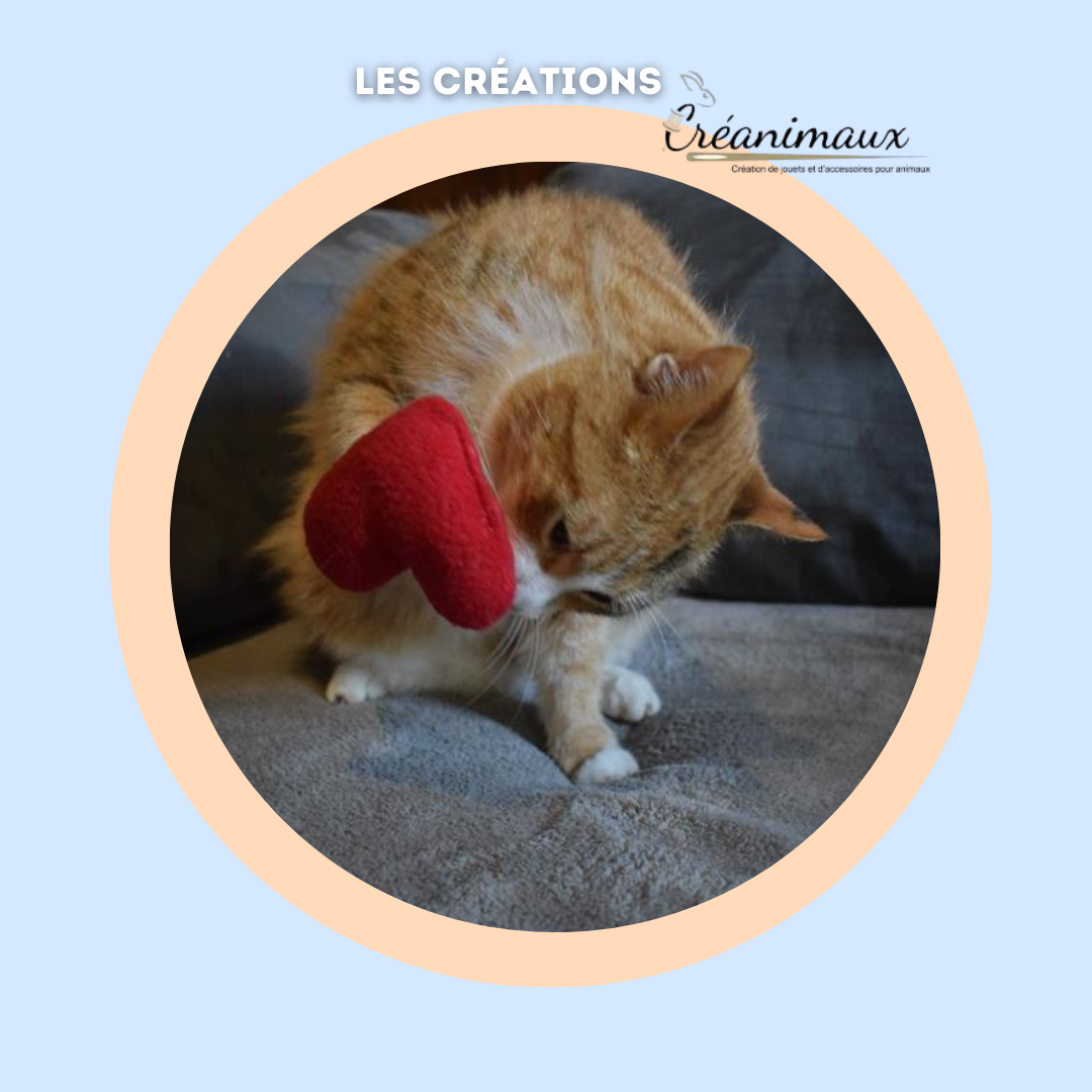 Jouet Cœur d’amour à la valériane avec grelot  | Édition Saint-Valentin