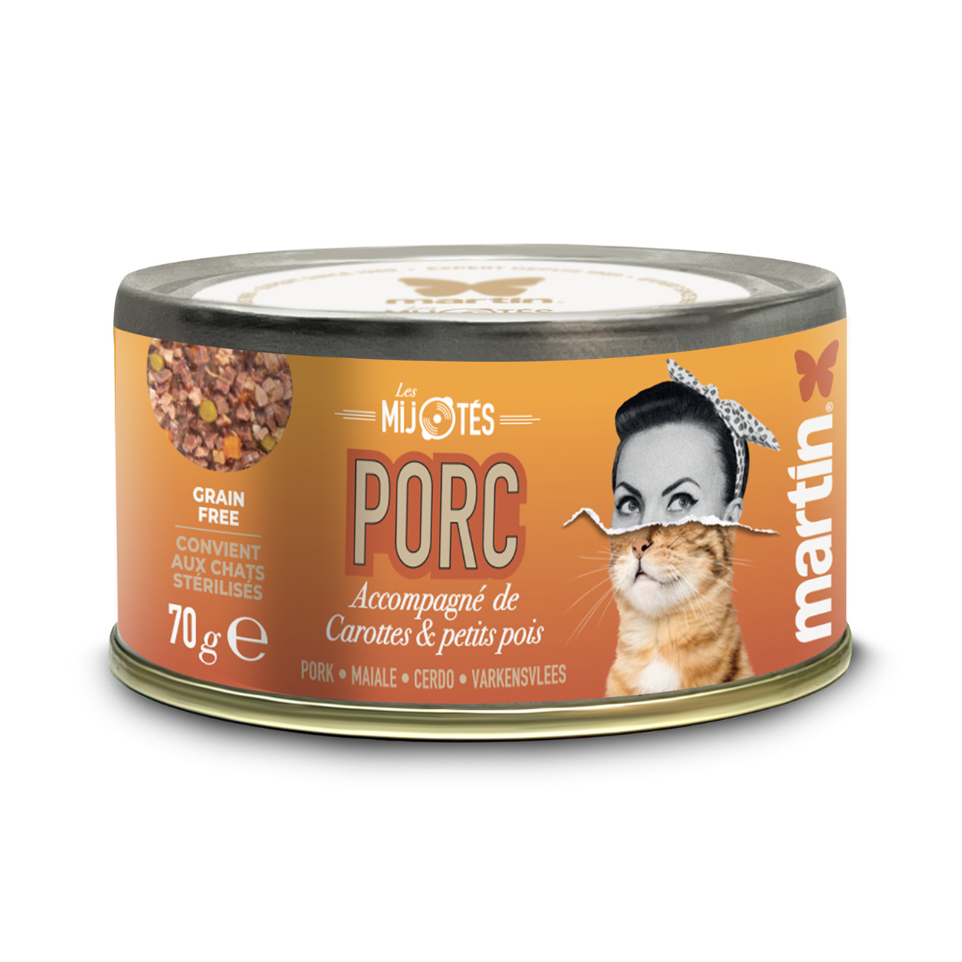 Pâtée MARTIN – Les Mijotés de Porc, Carottes & Petits Pois (70g)