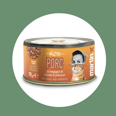 Pâtée MARTIN – Les Mijotés de Porc, Carottes & Petits Pois (70g)