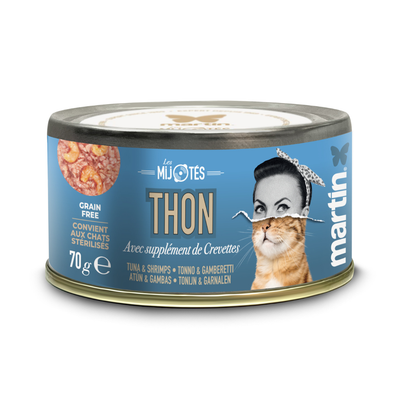 Pâtée MARTIN – Les Mijotés Thon & Crevettes (70g)