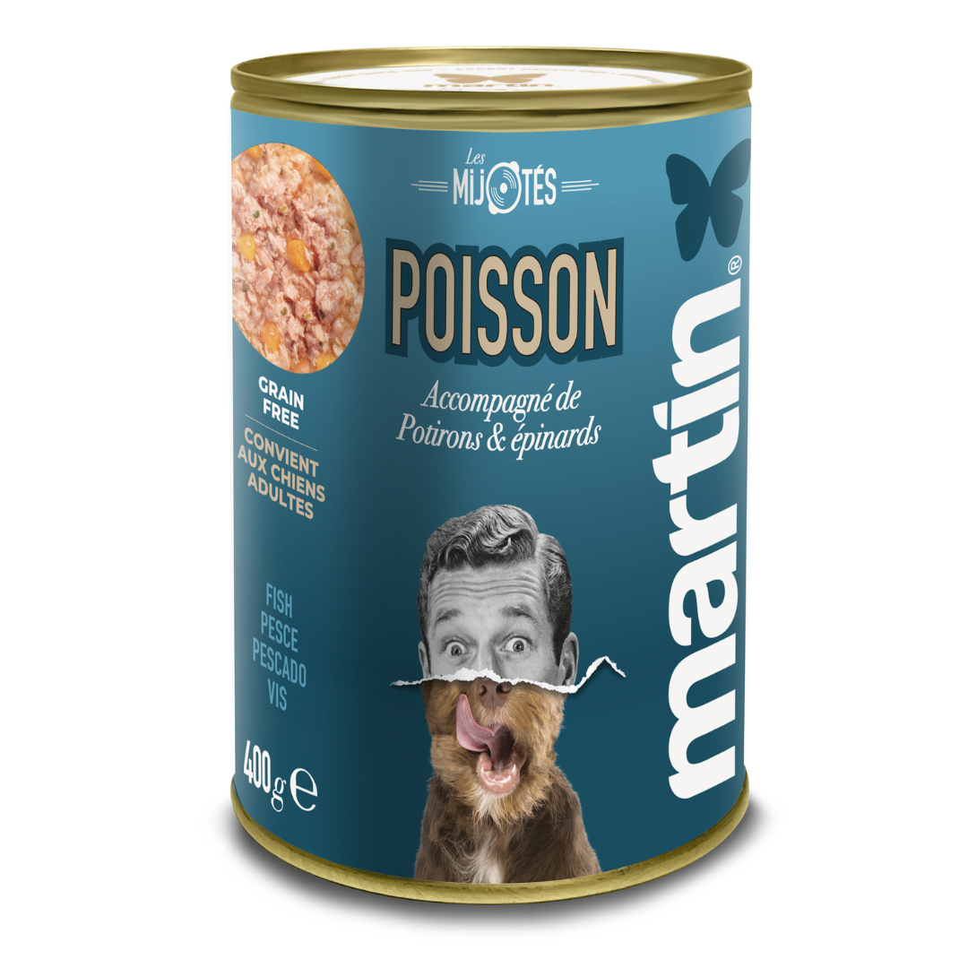 Pâtée MARTIN – Les Mijotés de Poisson, Potirons & Épinards (400g)