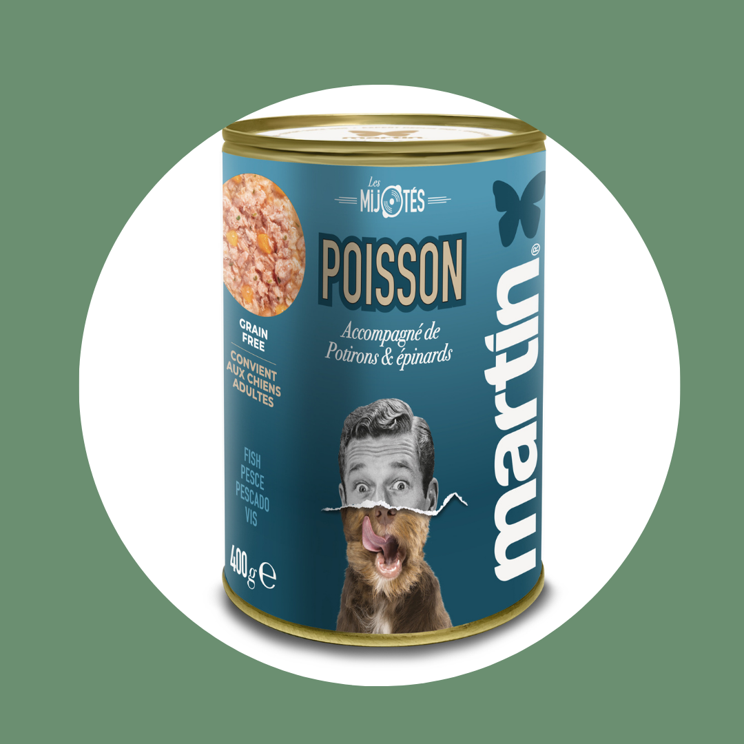 Pâtée MARTIN – Les Mijotés de Poisson, Potirons & Épinards (400g)